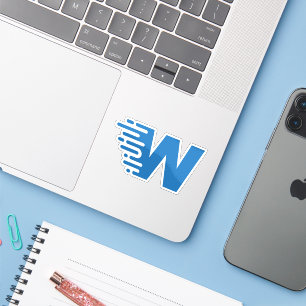 Blauw modern en minimaal letter W monogram Sticker