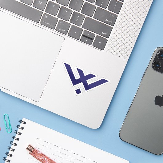 Blauw modern en minimaal letter W monogram Sticker (Laptop met iPhone)