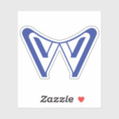 Blauw modern en minimaal letter W monogram Sticker (Vel)