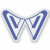 Blauw modern en minimaal letter W monogram Sticker (Voorkant)