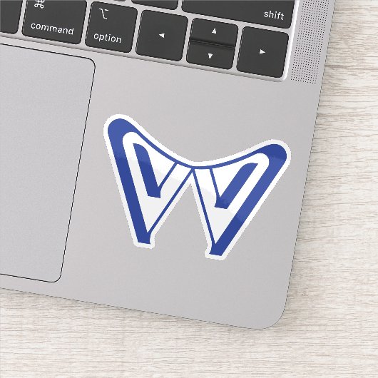 Blauw modern en minimaal letter W monogram Sticker (Detail)