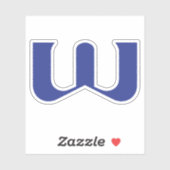 Blauw modern en minimaal letter W monogram Sticker (Vel)