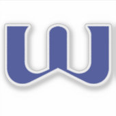Blauw modern en minimaal letter W monogram Sticker (Voorkant)