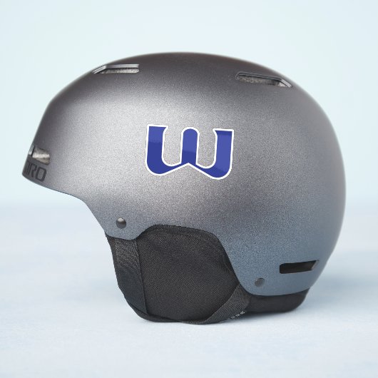 Blauw modern en minimaal letter W monogram Sticker (Helm Zijkant)