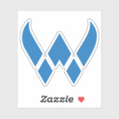 Blauw modern en minimaal letter W monogram Sticker (Vel)