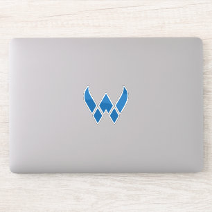 Blauw modern en minimaal letter W monogram Sticker