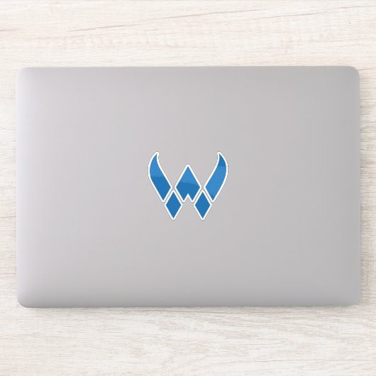 Blauw modern en minimaal letter W monogram Sticker (Computer)