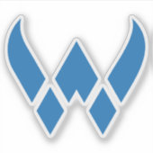 Blauw modern en minimaal letter W monogram Sticker (Voorkant)