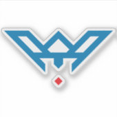 Blauw modern en minimaal letter W monogram Sticker (Voorkant)