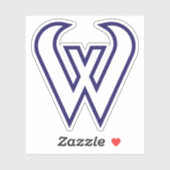 Blauw modern en minimaal letter W monogram Sticker (Vel)