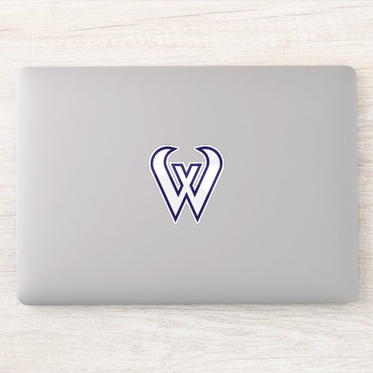 Blauw modern en minimaal letter W monogram Sticker (Computer)
