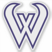 Blauw modern en minimaal letter W monogram Sticker (Voorkant)