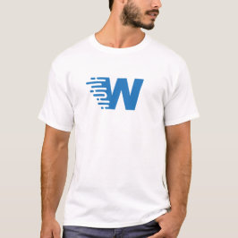 Blauw modern en minimaal letter W monogram T-shirt