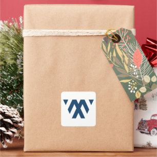 Blauw modern en minimaal letter W monogram Vierkante Sticker