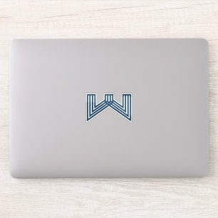 Blauw modern en minimaal lijnletter W-monogram Sticker