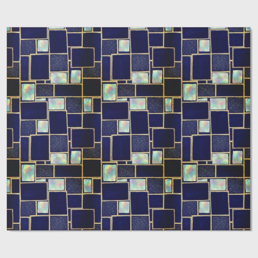 Blauw | Modern faux glitter & opaal inpakpapier (Vlak)