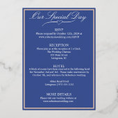 Blauw Modern Floral Wedding Roos Gold Folie Uitnodiging (Achterkant)