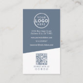 Blauw Modern Foto QR Code Logo Verticaal Visitekaartje (Achterkant)