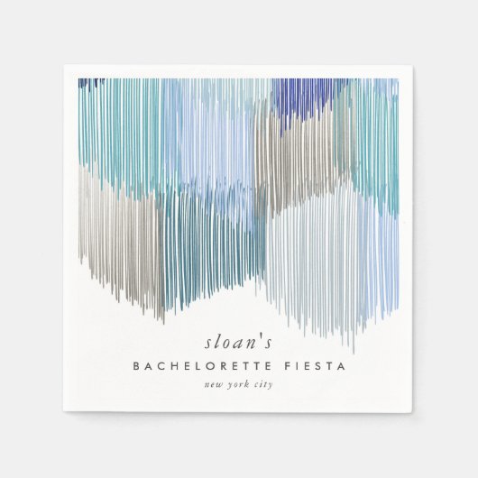 Blauw Modern Franje Meisjesuitje Feest Servet (Voorkant)