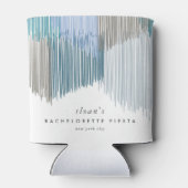 Blauw modern franje vrijgezellenfeest blikjeskoeler (Achterkant)