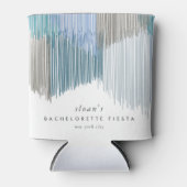 Blauw Modern Fringe Bachelorette Party Blikjeskoeler (Voorkant)