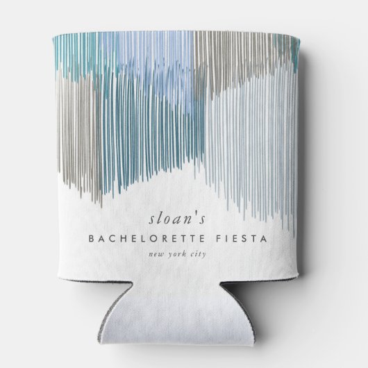 Blauw Modern Fringe Bachelorette Party Blikjeskoeler (Achterkant)