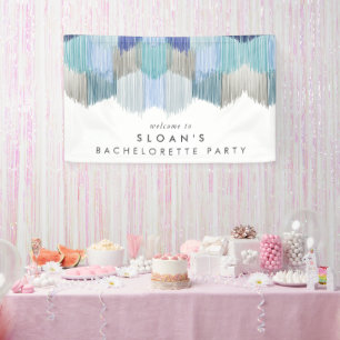 Blauw Modern Fringe Bachelorette Party Spandoek