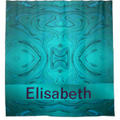 blauw, modern gebogen patroon met verschillende fr douchegordijn (Voorkant)