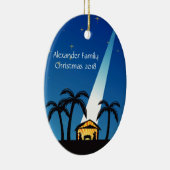 Blauw Modern Geboorte Kerstmis Ornament (Rechts)