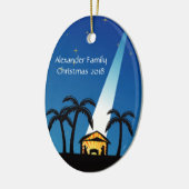 Blauw Modern Geboorte Kerstmis Ornament (Links)