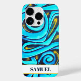 Blauw Modern Graffiti Patroon Case-Mate iPhone 14 Pro Hoesje