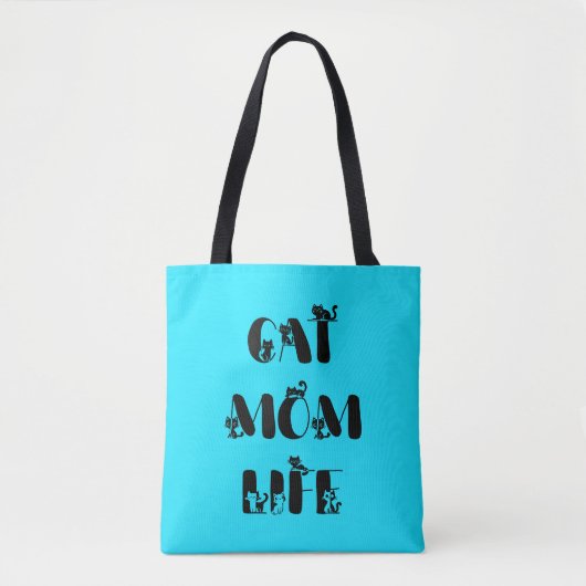 Blauw Modern Kat Moeder Leven Schattige Moederdag Tote Bag (Voorkant)