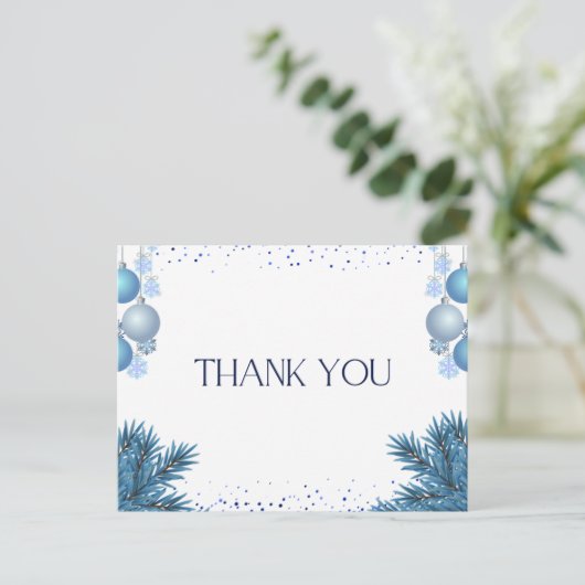 Blauw Modern Kerstmis Dank u Kaart (Staand voorkant)