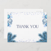 Blauw Modern Kerstmis Dank u Kaart (Voorkant / Achterkant)