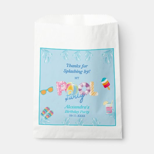 Blauw Modern Kleurrijk Kinder Zwembad Party Bedankzakje (Voorkant)