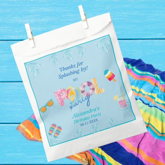 Blauw Modern Kleurrijk Kinder Zwembad Party Bedankzakje