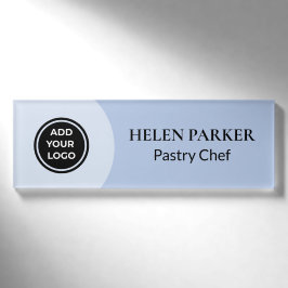 Blauw Modern Logo Bedrijfsnaam Label Naambadge