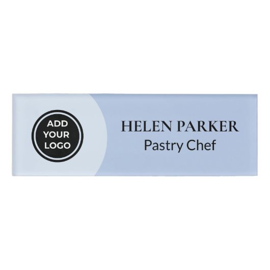Blauw Modern Logo Bedrijfsnaam Label Naambadge (Voorkant)
