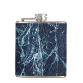 Blauw modern marmerpatroon heupfles (Voorkant)