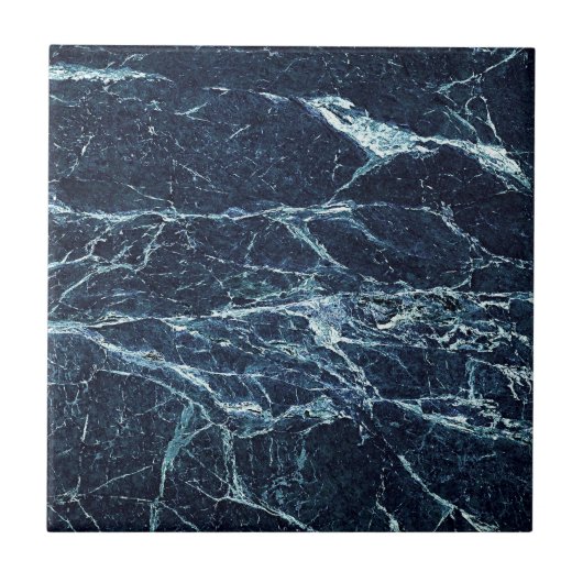 Blauw modern marmerpatroon tegeltje (Voorkant)