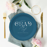Blauw Modern Minimalist | Afstudeerfeest Papieren Bordje<br><div class="desc">Moderne blauw-wit moderne typografie party borden. Beginnend met een fabelachtige gedrukte uitnodiging, zet de toon met een uniek ontwerp en draag het thema vervolgens door het hele evenement. Uw evenement zal afbeelding perfect zijn van begin tot eind met speciale kleine extra's. Voeg uw aangepaste formulering toe aan dit ontwerp door...</div>