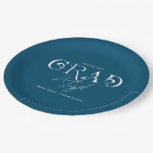 Blauw Modern Minimalist | Afstudeerfeest Papieren Bordje (Gekanteld)