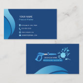 Blauw Modern Minimalistisch Druk Wassen Visitekaartje (Voorkant / Achterkant)