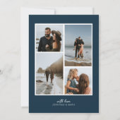 Blauw Modern Minimalistisch Foto Vrolijk Kerstfees Feestdagenkaart (Achterkant)