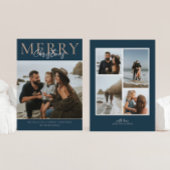 Blauw Modern Minimalistisch Foto Vrolijk Kerstfees Feestdagenkaart