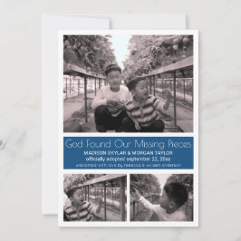 Blauw Modern Minimalistisch Kind Adoptie 3 Foto Aankondiging