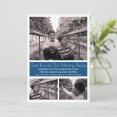 Blauw Modern Minimalistisch Kind Adoptie 3 Foto Aankondiging (Staand voorkant)