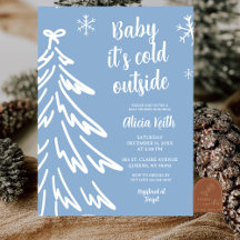 Blauw modern minimalistische winter baby shower