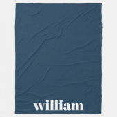 Blauw Modern Monogram Gepersonaliseerde naam Fleece Deken (Voorkant)