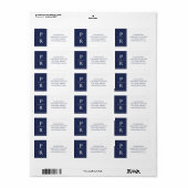 Blauw modern monogram medium retouradreslabel etiket (Full Sheet)